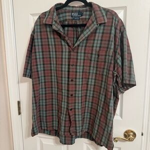 Polo by Ralph Lauren Red and Green Casual Button Down Shirt